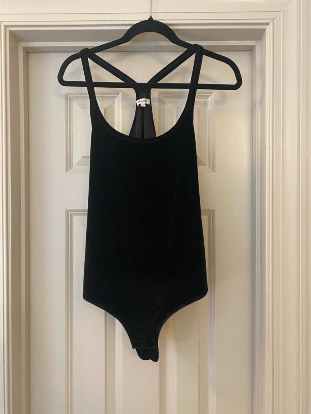 Madewell Black Velvet Razorback Bodysuit